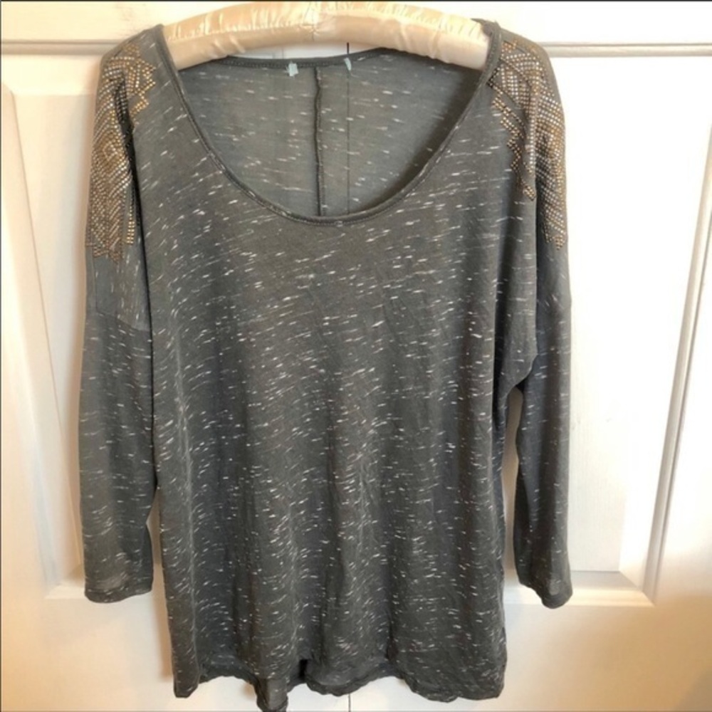 Maurices plus size 3/4 sleeve gray embellish top